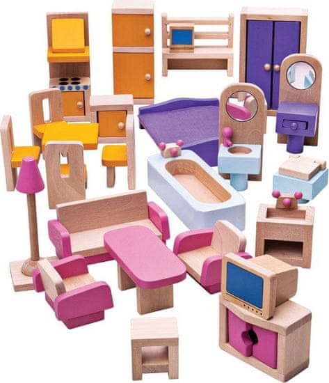 Bigjigs Toys Dřevěný nábytek do domečku pro panenky DOLLS
