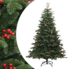 shumee vidaXL Umělý vánoční stromek na pantech se šiškami a bobulemi 180 cm