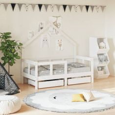 Vidaxl Dětská postel se zásuvkami bílá 70x140 cm masivní borové dřevo