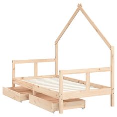 shumee Dětská postel se zásuvkami 80 x 160 cm masivní borové dřevo