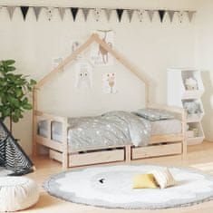 shumee Dětská postel se zásuvkami 80 x 160 cm masivní borové dřevo