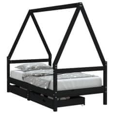 Vidaxl Dětská postel se zásuvkami černá 80x160 cm masivní borové dřevo