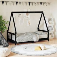 Greatstore Dětská postel černá 80 x 160 cm masivní borové dřevo