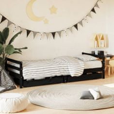 Greatstore Dětská postel se zásuvkami černá 90x190 cm masivní borové dřevo
