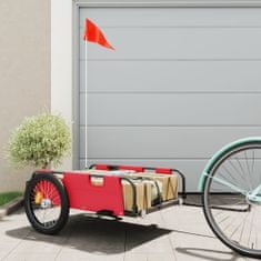Greatstore Přívěsný vozík na kolo červený oxfordská tkanina a železo