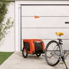 Vidaxl Vozík za kolo pro psa oranžový a černý oxfordská tkanina/železo