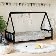 Vidaxl Dětská postel černá 90 x 190 cm masivní borové dřevo