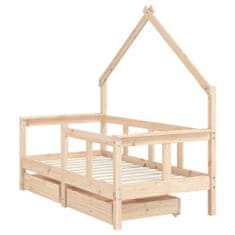 shumee Dětská postel se zásuvkami 70 x 140 cm masivní borové dřevo