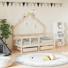 shumee Dětská postel se zásuvkami 70 x 140 cm masivní borové dřevo