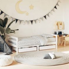 Greatstore Dětská postel se zásuvkami bílá 80x160 cm masivní borové dřevo