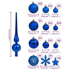 Vidaxl 111dílná sada vánočních ozdob modrá polystyren