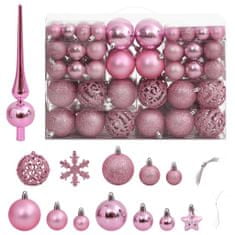 Greatstore 111dílná sada vánočních ozdob růžová polystyren