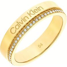 Calvin Klein Pozlacený prsten s krystaly Minimal Linear 35000201 (Obvod 56 mm)