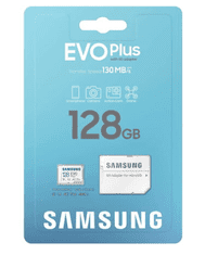 Samsung 128GB paměťová Micro SD karta Samsung EVO Plus + SD adaptér, CLASS 10