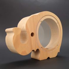 AMADEA Dřevěná kasička ve tvaru slona, masivní dřevo, 20,5x15,6x4,5 cm