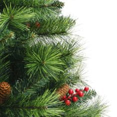 Greatstore Umělý sklápěcí vánoční stromek s šiškami a bobulemi 150 cm