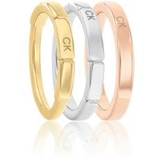 Calvin Klein Slušivý tricolor prsten 3 v 1 Soft Squares 35000458 (Obvod 52 mm)