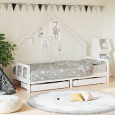 Vidaxl Dětská postel se zásuvkami bílá 90x190 cm masivní borové dřevo