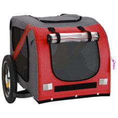 Greatstore Vozík za kolo pro psa červený a šedý oxfordská tkanina/železo
