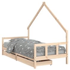 shumee Dětská postel se zásuvkami 90 x 190 cm masivní borové dřevo
