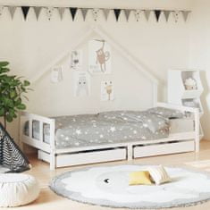 Vidaxl Dětská postel se zásuvkami bílá 90x200 cm masivní borové dřevo