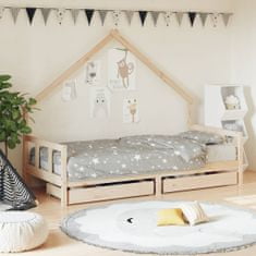 shumee Dětská postel se zásuvkami 90 x 190 cm masivní borové dřevo