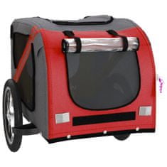 Vidaxl Vozík za kolo pro psa červený a šedý oxfordská tkanina/železo