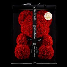 Medvídárek BIG Classic medvídek z růží 40cm dárkově balený - světle červený