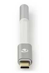 Nedis PROFIGOLD USB-C/USB 2.0 adaptér/ USB-C zástrčka - 3,5 jack mm zásuvka/ nylon/ stříbrný/ BOX/ 8cm