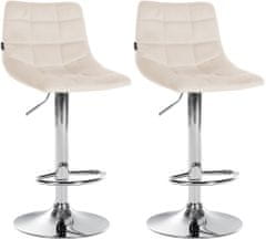 Sortland Barové židle Jerry - 2 ks - samet | chrom/krémová