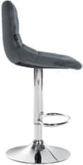 Sortland Barové židle Jerry - 2 ks - samet | chrom/tmavě šedá