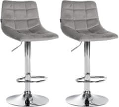 Sortland Barové židle Jerry - 2 ks - samet | chrom/šedá