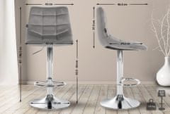 Sortland Barové židle Jerry - 2 ks - samet | chrom/šedá