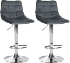 Sortland Barové židle Jerry - 2 ks - samet | chrom/tmavě šedá