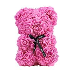 Medvídárek Romantic medvídek z růží 25cm dárkově balený - růžový zasypaný bílými lístky