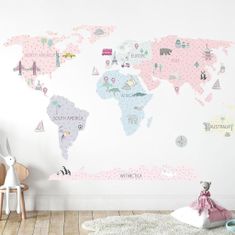 BAYO Samolepka na zeď Mapa L růžová