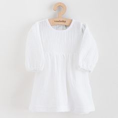 NEW BABY Kojenecké mušelínové šaty s dlouhým rukávem Elizabeth bílá 80 (9-12m) Bílá