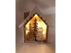AUR Dřevěný svítící domeček - sněhulák (30cm)