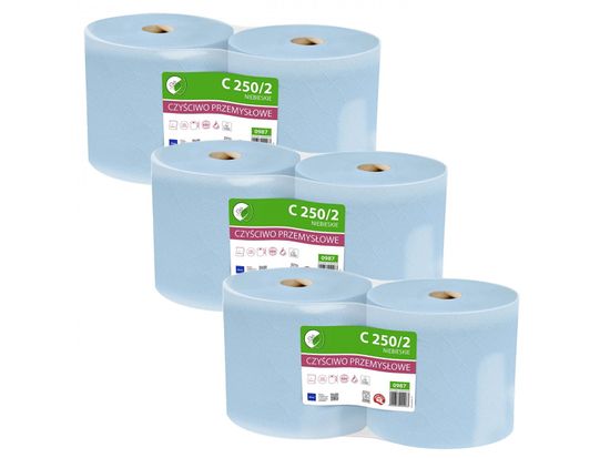 sarcia.eu ELLIS Ecoline Odolný, dvouvrstvý celulózový čisticí hadřík, modrý papírový ručník 6 rohlíky