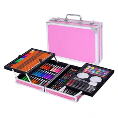 TopKing Výtvarná sada na malování v kufříku 145 ks , růžová