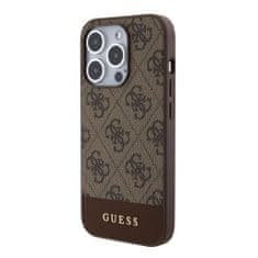 Guess  PU 4G Stripe MagSafe Zadní Kryt pro iPhone 15 Pro Brown
