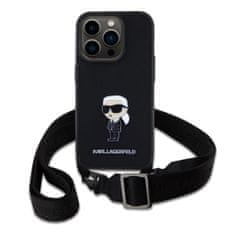 Karl Lagerfeld  Saffiano Crossbody Metal Ikonik Zadní Kryt pro iPhone 15 Pro Black