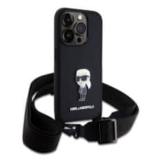 Karl Lagerfeld  Saffiano Crossbody Metal Ikonik Zadní Kryt pro iPhone 15 Pro Black