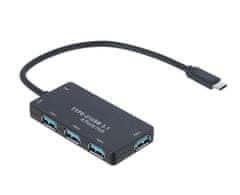 Akyga hub USB type C/USB 3.1 4-portABS/20 cm