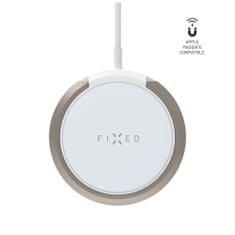 FIXED Bezdrátová nabíječka MagPad s podporou uchycení MagSafe a stojánkem, 15W, bílá