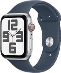 Apple Watch SE 2023, Cellular, 44mm, Silver, Storm Blue Sport Band - M/L