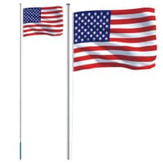 Vidaxl Vlajka USA a stožár 6,23 m hliník