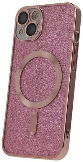 CPA C.P.A. silikonové TPU pouzdro Mag Glitter Chrome pro iPhone 14 Plus, růžová