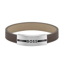 Hugo Boss Fashion kožený hnědý náramek 1580496 (Délka 19 cm)