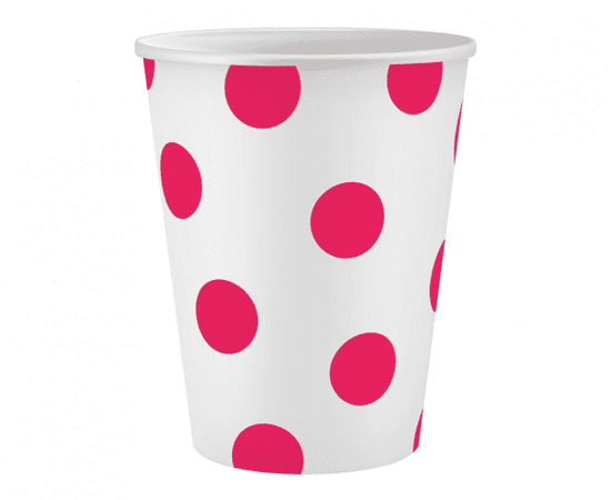 GoDan Kelímky papírové EKO - ,,Růžové puntíky" bílé 6ks